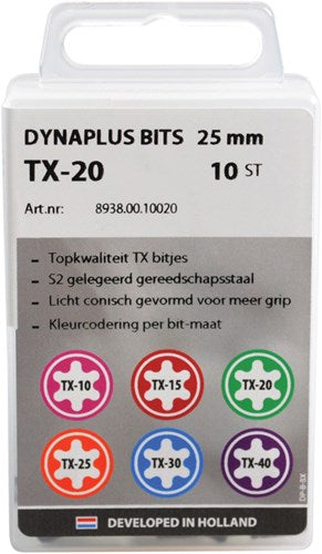 Dynaplus Schraubbit 25 mm TX-15 rot 10x