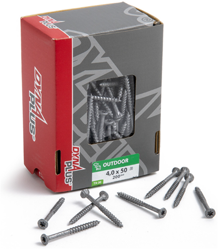 Dynaplus unischroef spaanplaatschroef ar-coating platkop deeldraad torx tx20 4.0x50 30 | 200 stuks - 0281.08.25902