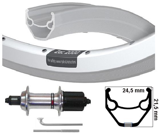KGS Hinterrad 28 Zoll (622) ZAC2000 Silber Kassette 8 9-Gang-Ausfallende