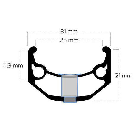 Ryde Felge Zac Big Bull 28 29 622 x 25c Aluminium – 36 Löcher 14 g – schwarzer Boden