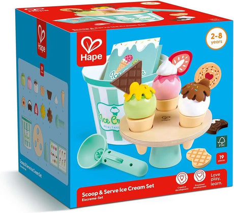 Hape Eiscreme-Spielset – 19-teiliges Rollenspielspielzeug für Kinder ab 2 Jahren
