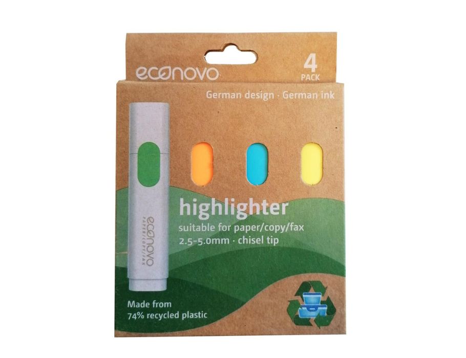 Econovo Textmarker – recycelter Kunststoff – 4 Stück