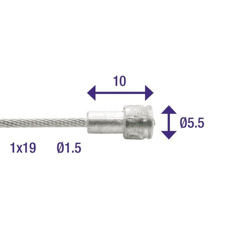 Rem Binnenkabel Eledes 2000mm Edelstahl Ø1,5mm V-Nipple (100 Stück)
