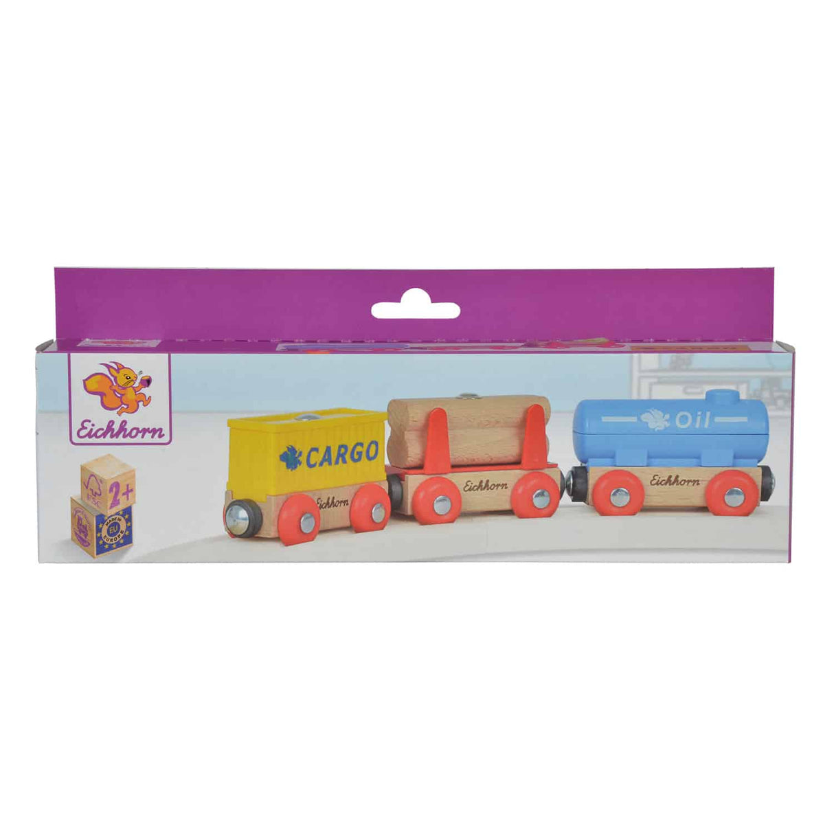 Jonotoys Eichhorn 3 Holzwagen mit Magneten