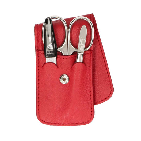 Erbe Solingen 3-teiliges Maniküre-Etui mit Druckknopfverschluss rot (erbe9014)