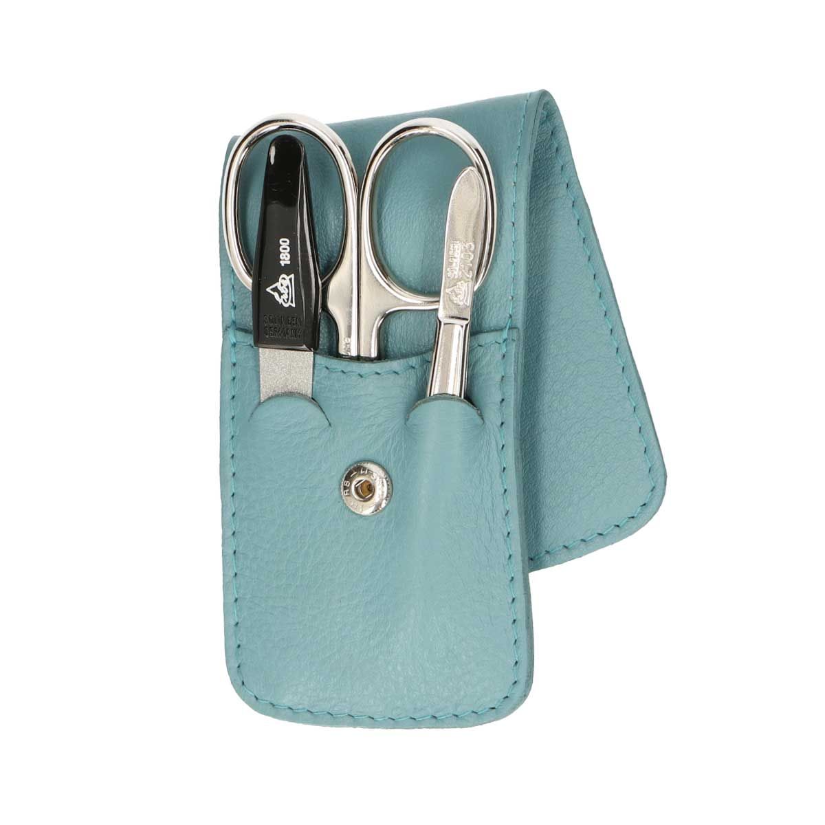 Erbe Solingen 3-teiliges Maniküre-Etui mit Druckknopfverschluss hellblau (erbe9203)