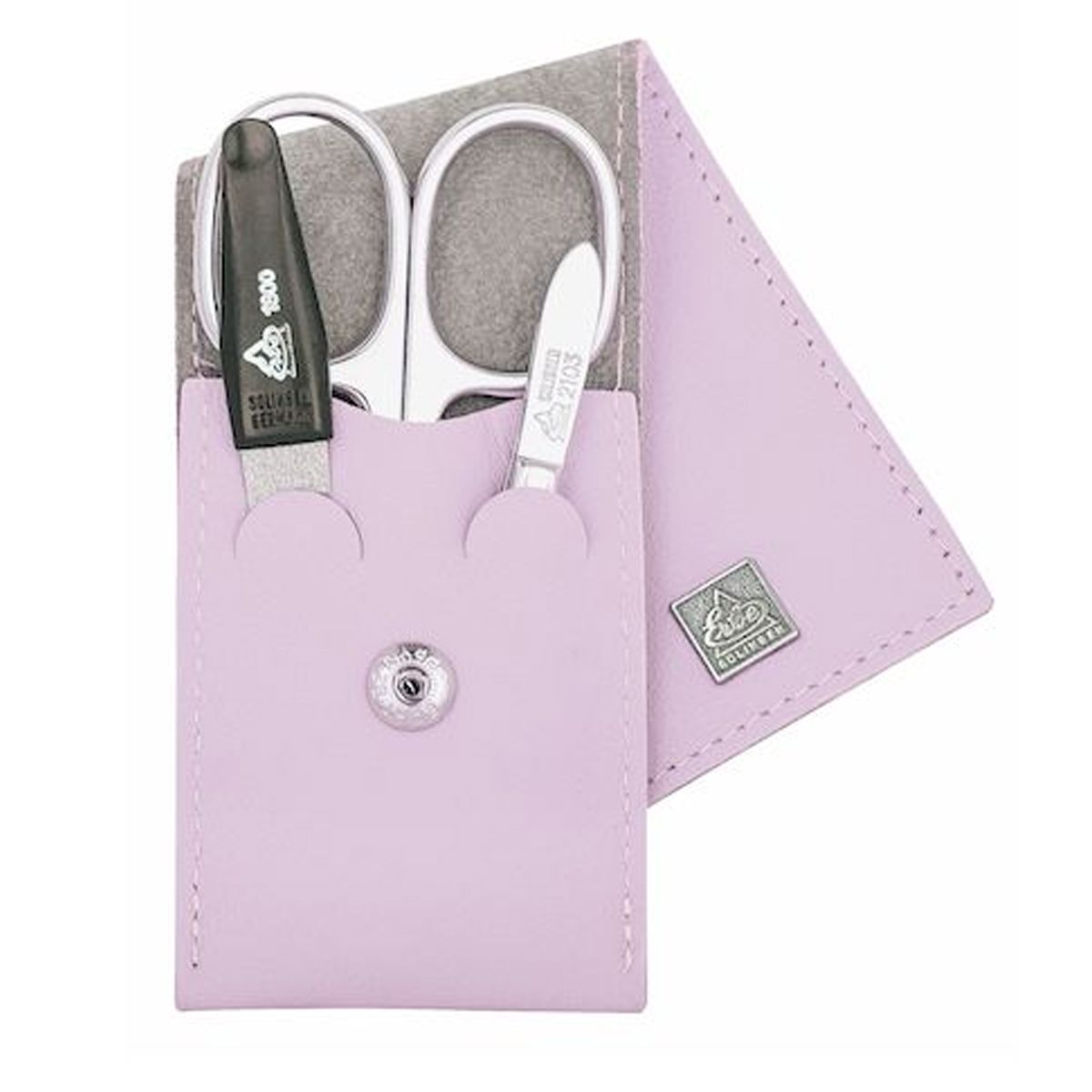 Erbe Solingen 3-teiliges Maniküre-Etui mit Druckknopfverschluss hellviolett (erbe9673)