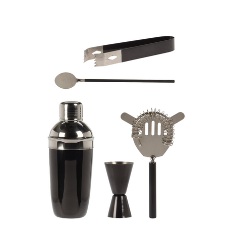 Excellent houseware cocktailshakerset zwart 5-delig