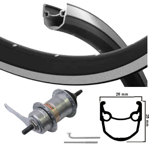 KGS Hinterrad 28 Zoll (622) Ryde Rim Black Silver Nexus 3 Bremsnabe