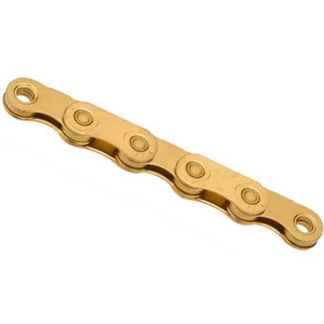 Kmc-Kette 12-Gang x flaches Zinngold x 126l gewachst