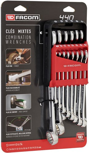 Facom 440 - set metrische ringsteeksleutels in houder - 440.jp14pb