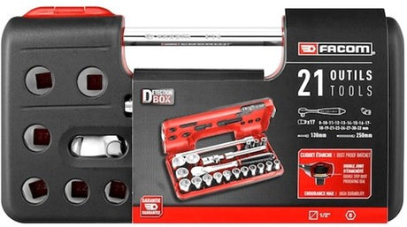 Facom Kompaktbox 1 2''6-seitig mit Ratsche mit staubdichtem Kopf – sl.dbox1pb