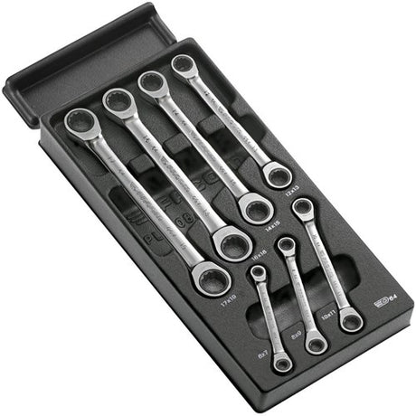 Facom module met 7 ratelringsleutels 12-kant 6 tot 19 mm - mod.64j7