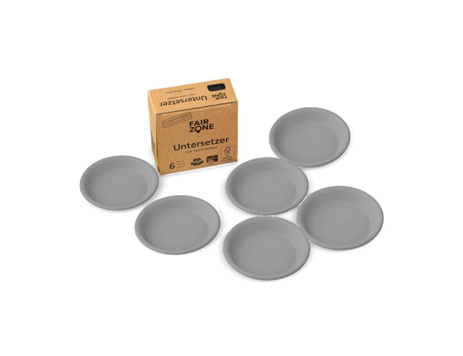 Fairzone Untersetzer für Blumentöpfe – Gummi – Grau – 6 Stück