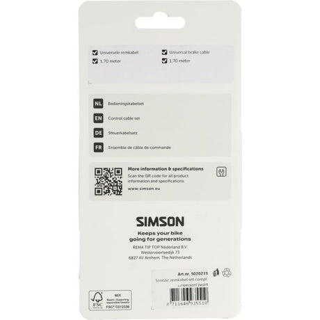 Simson remkabelset compleet universeel zwart