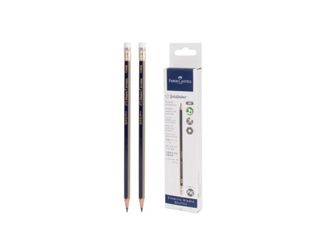 Kangaro-Bleistift Faber-Castell Goldfaber HB mit Radiergummi, Schachtel mit 12 Stück