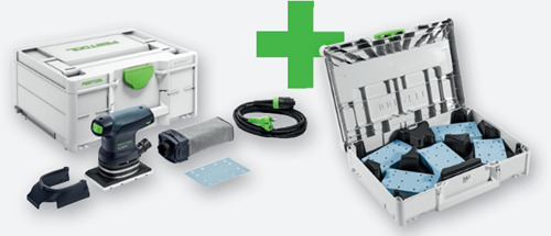 Festool RTS 400 REQ GR SYS P Exzenterschleifer | systainer 3 - 578205 gefüllt mit Körnchen-Schleifpapier