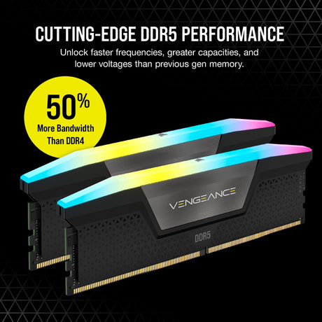 Corsair Vengeance RGB 32 GB DDR5-6000 (2x 16 GB) RAM (schwarz, cmh32gx5m2b6000c30, xmp 3.0)