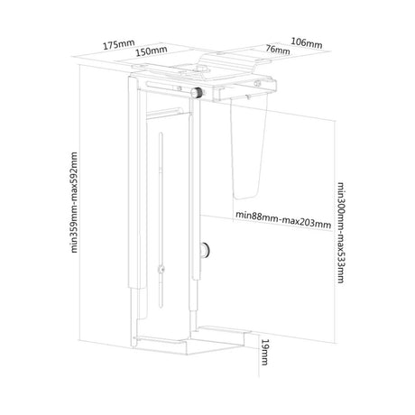 Neomounts PC-Büroständer nm-cpu100schwarzes Gehäuse (schwarz)