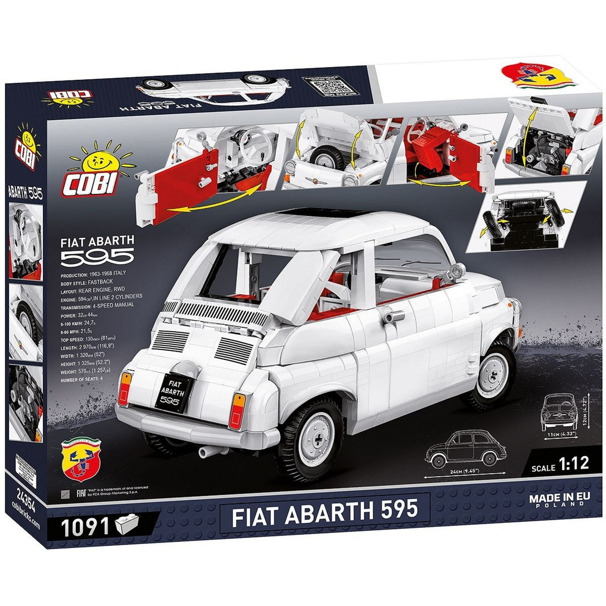Cobi fiat abarth 595 constructiespeelgoed (schaal 1:12)