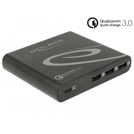 Delock USB Ladegerät 1x USB Typ-C + 3x USB Typ-A (schwarz)