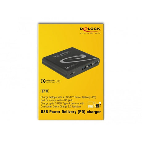 Delock USB Ladegerät 1x USB Typ-C + 3x USB Typ-A (schwarz)