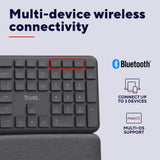Trust Keyra ergonomische kabellose Tastatur (schwarz, US-Layout (QWERTY), 100 %, 2,4 GHz USB | Bluetooth)