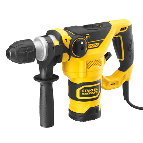 Stanley Fatmax 1250W pneumatischer Bohrhammer mit 3-teiligem Meißelset (gelb schwarz, SDS+, mit Koffer)