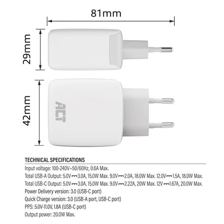 USB-Ladegerät Act AC2122 weiß