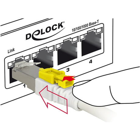 Delock Patchkabel STP, RJ-45 sicher mit Cat.6a (weiß, 85330, 0,5 Meter)