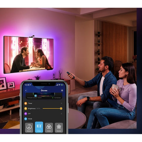 Govee H6199 DreamView T1 TV-Hintergrundbeleuchtung, Stimmungsbeleuchtung (5 Meter, RGBIC, WLAN, Bluetooth, für 75–85 Zoll Fernseher)