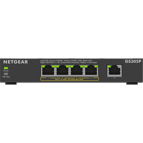 Netgear 5-Port PoE+ Gigabit Ethernet Soho Unmanaged Switch (GS305P) (schwarz)