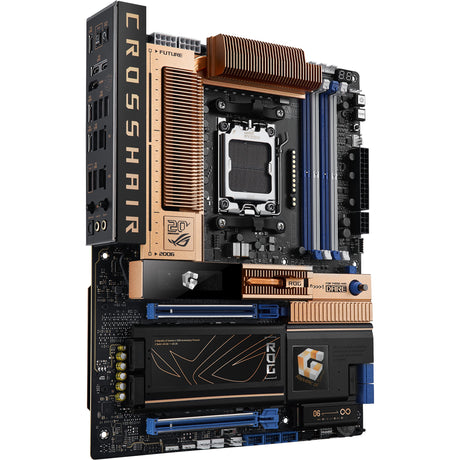 Asus rog crosshair 2006 socket am5 moederbord (zwart brons, raid, 5 gb-lan, 10 gb-lan, wi-fi 7, bt, sound, atx)