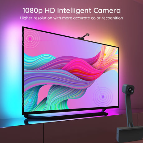 Govee H6199 DreamView T1 TV-Hintergrundbeleuchtung, Stimmungsbeleuchtung (5 Meter, RGBIC, WLAN, Bluetooth, für 75–85 Zoll Fernseher)