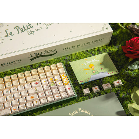 Iqunix F97 Floral Date RGB mechanische Gaming-Tastatur (grün, US-Layout (QWERTY), Iqunix Little Prince, 96 %, RGB-LEDs, Hot-Swap-fähig, PBT, 2,4 GHz | Bluetooth 5.1 | USB-C)