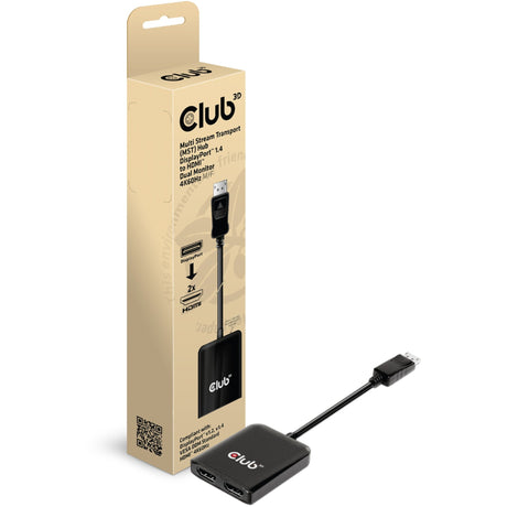 Club 3D Multi Stream Transport Hub DisplayPort 1.4 auf 2x HDMI Dual Monitor 4K60Hz Adapter (Schwarz)