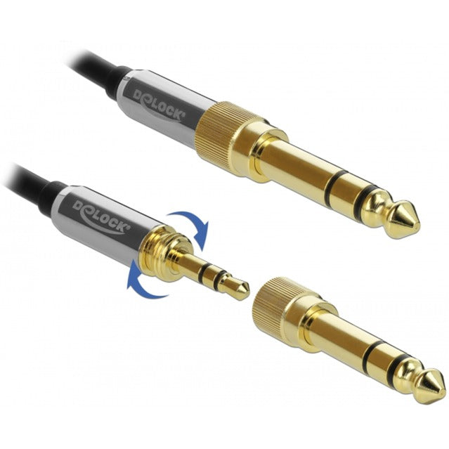Delock Stereo Klinke 3,5 mm 3 Pin Stecker > Buchse Verlängerungskabel (schwarz, 1 Meter)