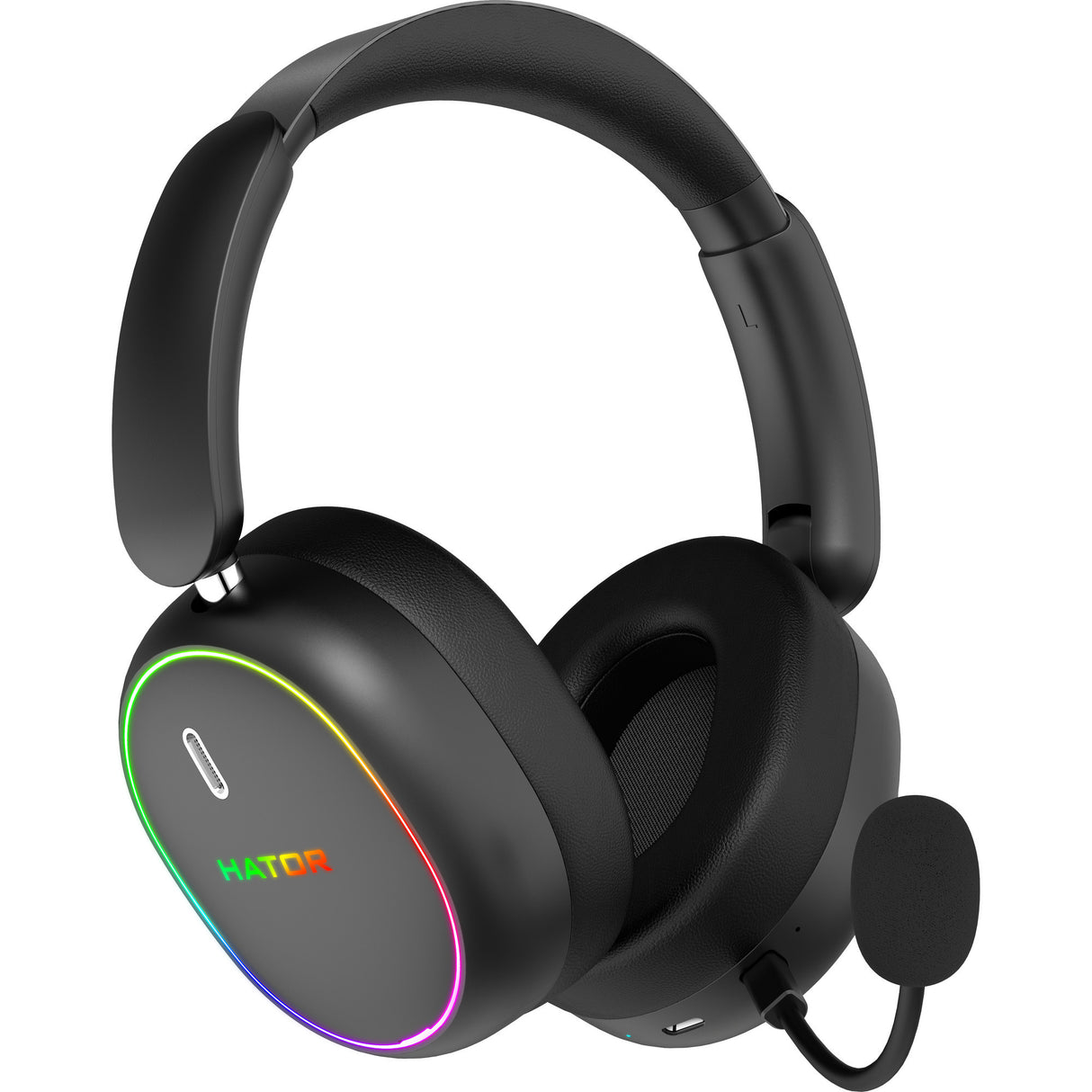 Hator phoenix 2 wireless over-ear gaming headset (zwart, rgb, 2.4ghz bluetooth 5.4 usb-c)