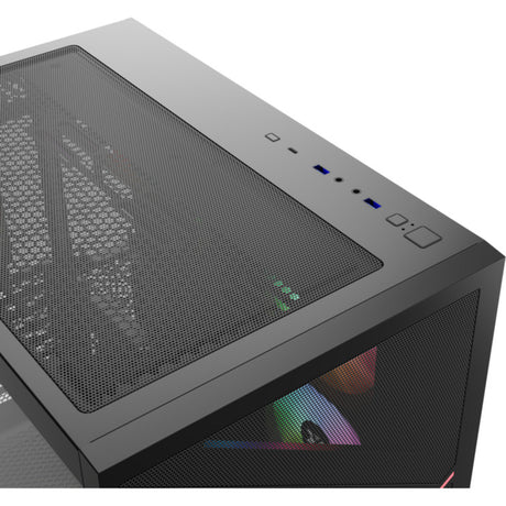 Xyz PC Gear Qubex Midi-Tower-Gehäuse (Schwarz | 2x USB-A | 1x USB-C | Gehärtetes Glas)