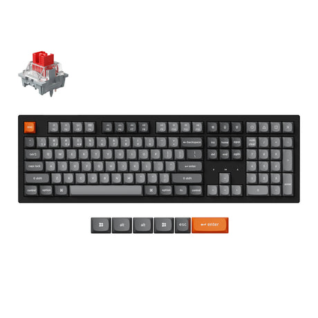 Keychron k10 max-h12 rgb mechanisch toetsenbord (zwart, us lay-out (qwerty), apex red, 100%, rgb leds, osa double-shot pbt, hot swap, usb-c | 2.4 ghz | bluetooth 5.1)