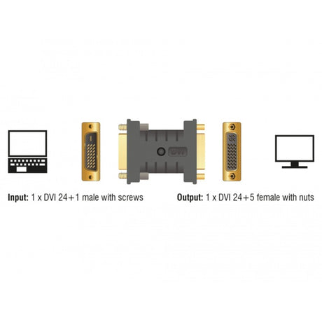 Delock DVI 24+1 Stecker auf DVI 24+5 Buchse Adapter (schwarz)
