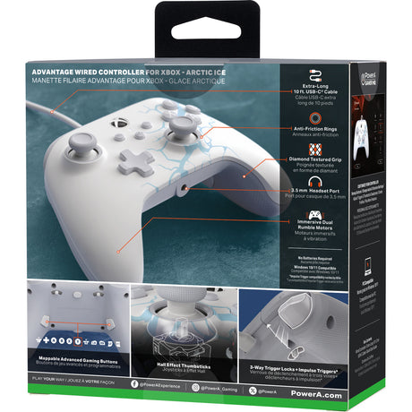 Powera Advantage Controller mit Kabel für die Xbox Series x|s – Polar Ice (weiß blau, Xbox Series x|s, Xbox One, PC)