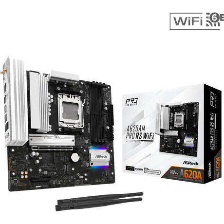 Asrock A620AM Pro RS WiFi Sockel AM5 Mainboard (RAID, 2,5 GB-LAN, WLAN, BT, Sound, µATX)