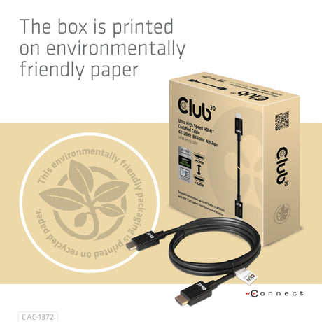 Club 3D Ultra-High-Speed-HDMI-2.1-zertifiziertes Kabel männlich-männlich (schwarz, 2 Meter, 4K 120 Hz, 8K 60 Hz, 48 Gbit/s)