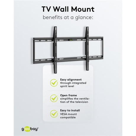 Goobay TV-Wandhalterung fest 43 - 100 Zoll (109 - 254 cm), max. 70 kg Wandmontage (schwarz)
