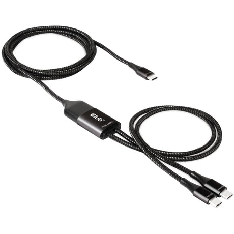 Club 3D USB Typ-C, Y-Ladekabel auf 2x USB Typ-C Splitterkabel (schwarz, 1,83 Meter, max. 100 W)