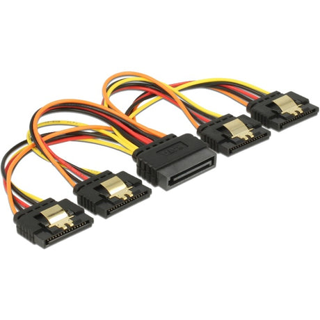 Delock SATA 15 Pin Power > SATA 15 Pin Power 4x Kabel (schwarz rot, 0,15 Meter)