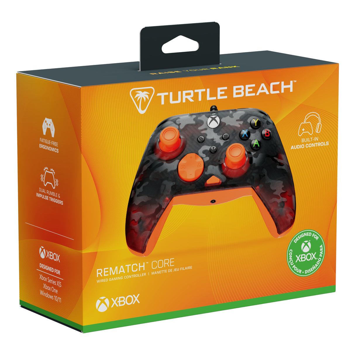 Turtle Beach Rematch Core Wired Controller (Schwarz Orange, Xbox Series X|S, Xbox One, PC)
