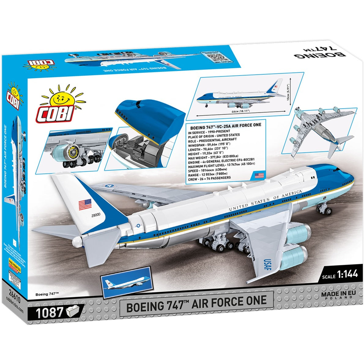 Cobi boeing 747 air force one constructiespeelgoed (schaal 1:144)