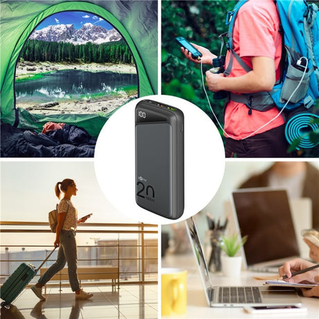 Goobay Schnelllade-Powerbank 20.000 mAh – 74 Wh (schwarz, USB-C PD, QC 3.0)